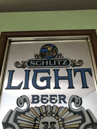 Vintage Schlitz Light Beer Advertising Mirror Sign Special Lager - Framed 2