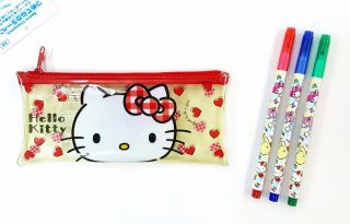 Sanrio Characters 3 Colors Marker Pen,  Hello Kitty Pen Pouch Registered Ship
