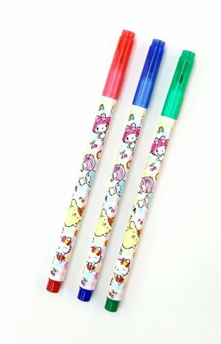 Sanrio Characters 3 Colors Marker Pen,  Hello Kitty Pen Pouch Registered Ship 6