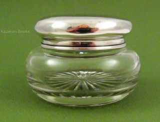 Vintage 1923 Sterling Silver Topped Glass Dressing Table Jar Pot By W Haseler