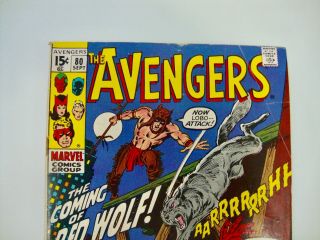 1970 MARVEL AVENGERS 80 1ST APPEARANCE RED WOLF MID - GRADE 2