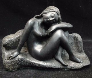 Rare Old Chinese Hand Carving Nude Woman Stone Statue
