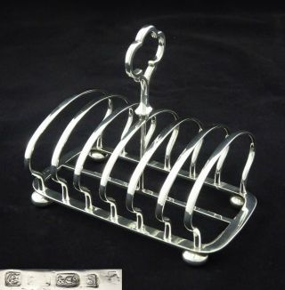 Large Antique English Art Nouveau Silver Plated 6 Slice Wide Arch Toast Rack