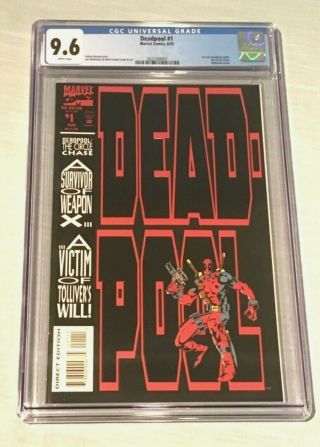 Comic Book Deadpool 1 Marvel 1993 Cgc 9.  6 Nm,  1st Solo Deadpool Embossed Cover