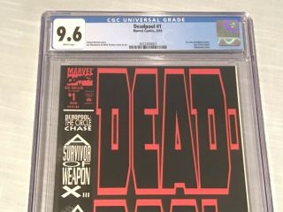Comic Book Deadpool 1 Marvel 1993 CGC 9.  6 NM,  1st Solo Deadpool Embossed Cover 2