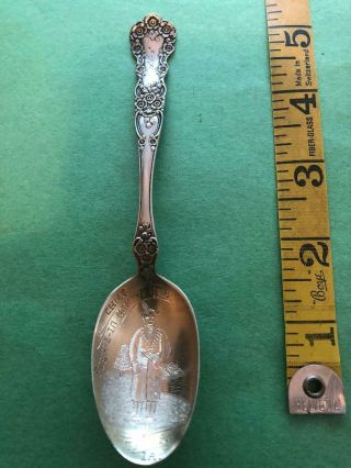 Antique Tama Iowa Sterling Silver Spoon Indian Chief Push - E - To - Neke - A - Qua 21 G