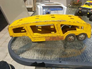 Vintage Structo Auto Transport Car Hauler Trailer Only Pressed Steel Yellow