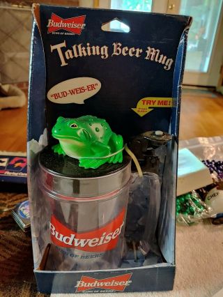 Vintage 1996 Budweiser Talking Frogs Plastic Mug Bnip