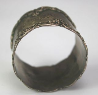 Antique Gorham Sterling Silver 925 Floral Scroll Round Table Napkin Ring Holder 3