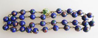 Vintage Long Chinese Cloisonne Bead Enamel Clasp Necklace