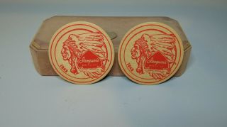Two Vintage Iroquois Beer And Ale Buffalo York 1842 Drink Coaster