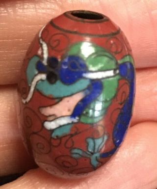 Cloisonne Dragon Ojime Bead Antique Vtg Netsuke Inro Art Deco Obidome Kanzashi