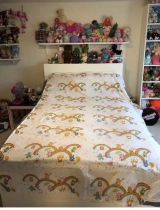 Vintage 1983 The Care Bears Twin Size Flat Bed Sheet