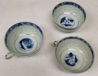 Antique Chinese Underglaze Blue And White Nanking Export Teacups