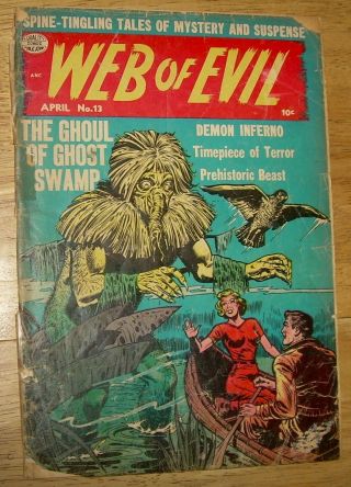Web Of Evil Comics 13 Ace Pre - Code Horror Fair/g Baffling Mysteries Terror Nr