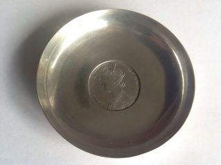 Antique Silver Dish With 1862 Rupee Coin Inset