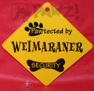 Pawtected By Weimaraner Dog Security Car Window Sign