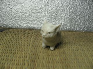 Japanese Okimono Pottery Cat Sitting Animal Shape Made In Meiji Era