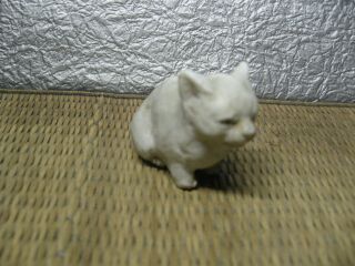 Japanese Okimono Pottery Cat sitting Animal Shape made in Meiji era 7