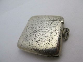 English Sterling Silver Match Vesta Case Antique Victorian Birmingham 1901 K199