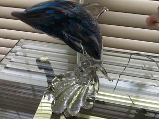 1 Tail Wave Riding Blue Dolphin Glass Statue Animal Figurine Collectibles Decor