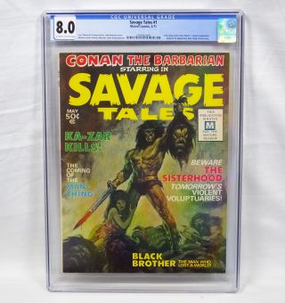 Marvel Comics Savage Tales 1 Cgc 8.  0 Conan Barbarian White Pages 1st Man - Thing