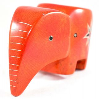SMOLArt Hand Carved Soapstone Orange Elephant Tealight Candle Holder Kenya 3