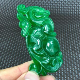 Chinese Green Jadeite Jade Carved Handwork Collectible Fortune Pi Xiu Pendant 8