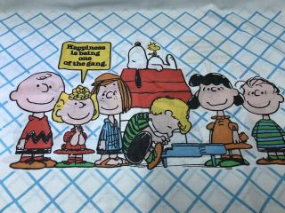 Vtg 1971 Charlie Brown Peanuts Gang Snoopy “happiness” Set Of 2 Pillowcases