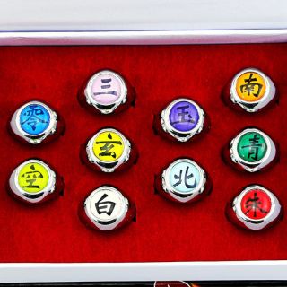 Uzumaki Naruto Hokage Akatsuki Finger Ring Set Jewel Itachi Uchiha Cosplay Gift