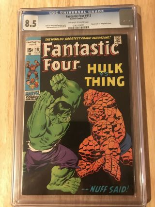 Fantastic Four 112 (jul 1971,  Marvel) Classic Hulk Vs Thing Cgc 8.  5