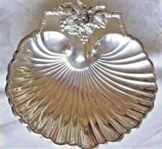 Antique 19thc 3 Footed Shell & Grape Serving Dish Silver Plate Reed & Barton Usa