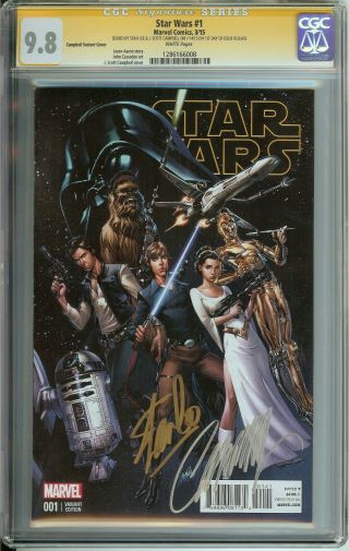 Star Wars 1 Cgc 9.  8 White Pages // Campbell Variant // Signed Stan Lee/campbell