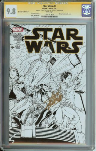 Star Wars 1 Cgc 9.  8 White Pages // Quesada Sketch Cover // Signed By Stan Lee