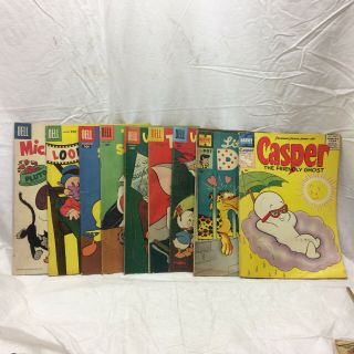 9 Vintage Comic Books Dell And Harvey Walt Disney Looney Tunes Casper Little Dot