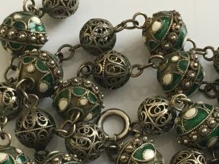Antique Chinese Silver Filigree & Enamel Beads