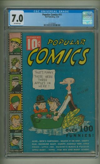 Popular Comics 11 (cgc 7.  0) Off - White Pages; Dell; 1936; Gsi=7 (c 23741)