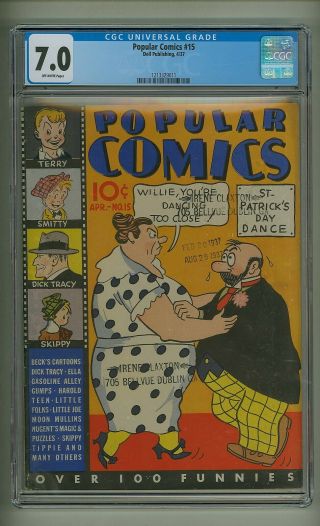 Popular Comics 15 (cgc 7.  0) Off - White Pages; Dell; 1937; Gsi=7 (c 23745)