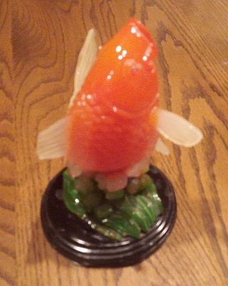 Vintage Orange Koi Fish Statue on Pedestal Hand Crafted 3