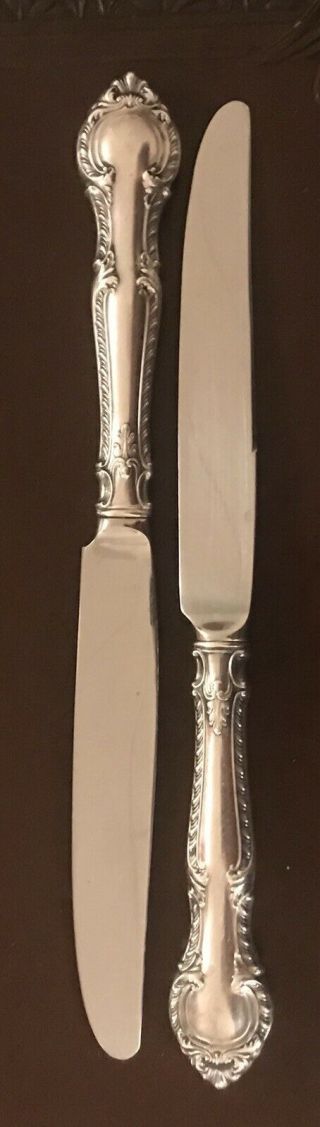 English Gadroon By Gorham Sterling Silver 2 Dinner Knives 8 7/8” - No Monograms