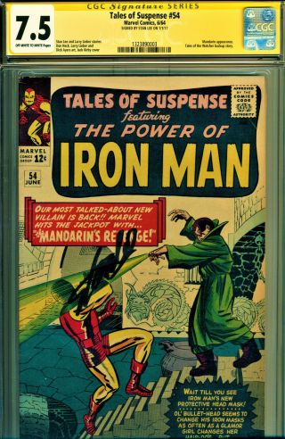 Tales Of Suspense 54 Cgc 7.  5 Ss Signed By Stan Lee Kirby Cover The Mandarin