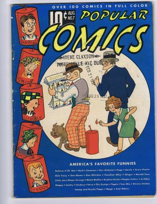 Popular Comics 7 (vg -) Dell 1936 Dick Tracy Gasoline Alley Scribbly (c 23805)