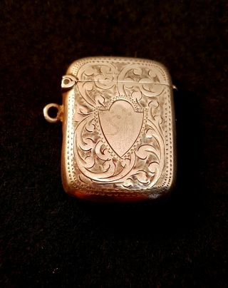 Antique British Sterling Silver Vesta Case W.  J.  M.  & Co Chester,  England