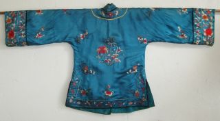 Fine Old Chinese Turquoise Blue Silk Embroidered Imperial Court Robe 3