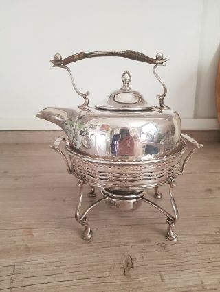 Antique Silver Plated Spirit Kettle And Stand Walker & Hall
