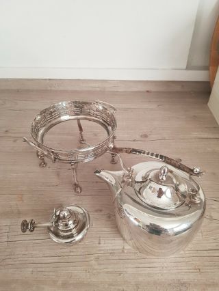 Antique Silver Plated Spirit Kettle And Stand Walker & Hall 2