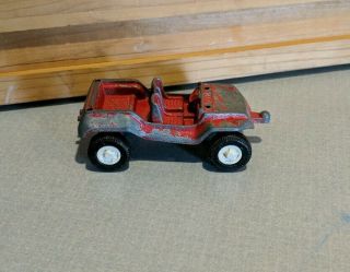 Old Vintage 1969 Red Jeep Tow Hitch Tootsietoy Metal Diecast Toy Great Aging