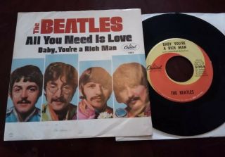 Beatles " All You Need Is Love " Rock 45 Capitol With Pic Sleeve