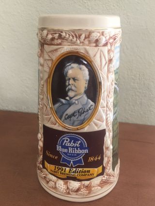 1991 Edition Captain Pabst Blue Ribbon Beer Stein Mug Pabst Brewing Collectible