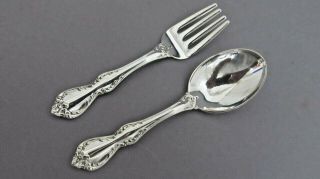 Towle Debussy Sterling Silver 2 Piece Baby Set With Infant Spoon And Fork Set